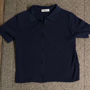 33 field trip Dark blue ladies Button-Up Shirt